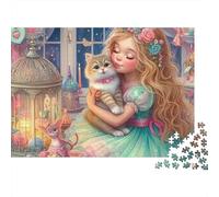 Principessa e Gatto Puzzle 1000 Pezzi per Adulti Carta Gioco di Puzzle 1000 Pezzi Camera Notte Relax Famiglia Regalo 38x26cm/1000pcs
