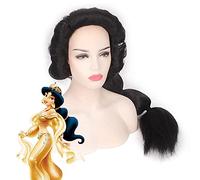Principessa Jasmine 90 Cm Parrucche Cosplay Lungo Rettilineo Per Le Donne Parrucca Di Capelli Finti Femminile Resistente Al Calore Capelli Sintetici Parrucca Nera Anime