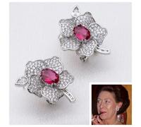 Principessa Margaret’S Orecchini a Fiore Riproduzione Con 5A Cz & Corindone Lab