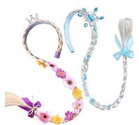 Principessa Parrucca Rapunzel Bambina, Parrucche lunghe intrecciate da principessa, Fascia per Capelli per Ragazze, treccia con capelli lunghi, accessorio per capelli per ragazze e bambine (E)
