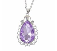 Principessa Sofia la prima collana con ciondolo a goccia viola in cristallo reale amuleto con strass tono argento