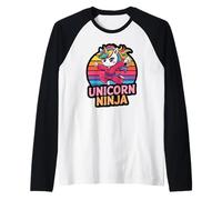 Principessa UNICORNO NINJA Compleanno Ragazza Ragazze I Like Pink Team Maglia con Maniche Raglan