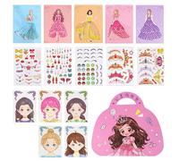 Principessa Vestire Set Adesivi Vestire Attività Trucco, Set Di Trucco Principessa, Libro Di Adesivi Per Travestimento Creativo per Attività Artigianali