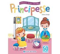 Principesse. Attacca, scrivi, cancella. Con adesivi. Con pennarello cancellabile