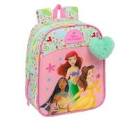 Principesse Disney BLOOM - Zaino per bambini, zaino per la scuola, adattabile al carrello, ideale per l'asilo, comodo e versatile, qualità e resistenza, 22 x 10 x 27 cm, Verde Acqua/Rosa Chiaro, M,