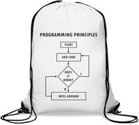 Principi di programmazione Start Add Code Mess Around Gym Sack Casual Drawstring Bag Bianco