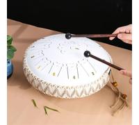 Principiante Tongue Drum Durata Facile Da Trasportare E Di Lunga Durata Handpan Corpo A Tamburo Ispessito, Qualità Del Suono Stabile Tamburo In Acciaio(13 tone-B,Bianca)