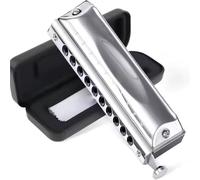 Principianti Armonica Armonica Cromatica Retrò Rossa A 10 Fori E 40 Toni Per Esibizioni Professionali E Didattica(Silver)