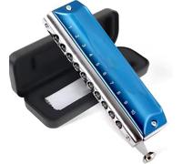 Principianti Armonica Armonica Cromatica Retrò Rossa A 10 Fori E 40 Toni Per Esibizioni Professionali E Didattica(Blue)