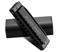 principianti armonica Armonica Diatonica 10 Fori Blues Harp Armonica A Bocca Con Chiavi Diverse Strumenti Musicali Professionali (COPERTURA NERA)(D)
