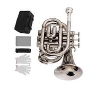 Principianti Mini Pocket Trumpet Mini Tromba Pocket Bb Flat Brass Materiale Strumento In Ottone Con Custodia Per Il Trasporto Del Bocchino Tromba tascabile (Color : 05)