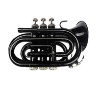 Principianti Mini Pocket Trumpet Strumento A Fiato In Ottone Occidentale Tromba Tascabile Nera/blu Per Bambini Colore Per Adulti Corno Di Palma In Si Bemolle Tromba tascabile (Color : 01)