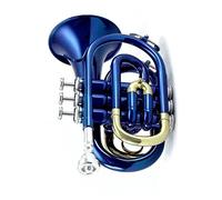 Principianti Mini Pocket Trumpet Strumento A Fiato In Ottone Per Tromba Tascabile Professionale Piatto B Bb Tono Con Custodia Per Guanti Bocchino Tromba tascabile (Color : 02)