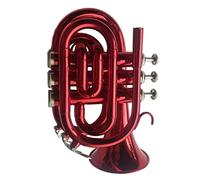 Principianti Mini Pocket Trumpet Strumento Di Corno Di Palma Tromba Tascabile Rossa Si Bemolle Ottone Occidentale Che Suona Studenti Di Band Di Corno Stranieri Tromba tascabile
