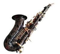 Principianti sassofono Sassofono Alto Curvo Professionale In Si Bemolle Oro Nero Sassofono Profondo Con Intaglio Profondo Nichel Nero Oro Saxo Saxophone Tono Di Livello Professionale (Color : Leather