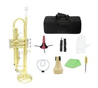 Principianti Tromba Tromba Standard In Ottone Tromba In Sib Si Piatto Con Bocchino Borsa Per Il Trasporto Sintonizzatore Supporto Per Tromba Muto Guanti Strumenti Per La Pulizia tromba (Color : 02)