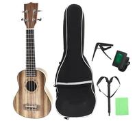 Principianti Ukulele 21 Pollici Perfetto Ukulele Acuto Zebrano 15 Tasti Chitarra A Quattro Corde + Borsa + Accordatore + Corde + Tracolla + Panno