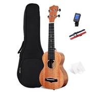 Principianti Ukulele Mini Chitarra Con Corde In Mogano Da Concerto Ukulele Tenore Da 21/23" Con Custodia E Accordatore Ukulele Hawaiano(Wood,21inch)