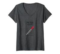 Principio di Peter Peter: Grafico dell'ascesa all'incompetenza Maglietta con Collo a V, Donna, Grigio Scuro, L