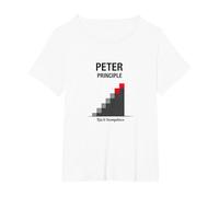Principio di Peter Peter: Grafico dell'ascesa all'incompetenza Maglietta, Donna Plus-Size, Bianco, 1X