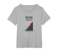 Principio di Peter Peter: Grafico dell'ascesa all'incompetenza Maglietta, Donna Plus-Size, Grigio Melange, 1X