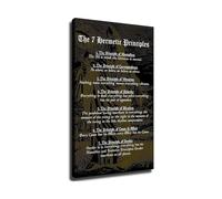 Principles of Hermes Trismegistus Canvas Poster, Gr gyptian Philosophy Wall Art for Study, Library, Home(Framed,08X12inch(20X30cm))