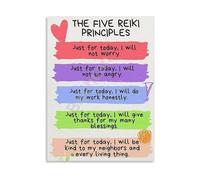 Principles of Reiki Just For Today Chart Inspirational Words for Daily Practice and Inner Harmony Canvas Print Wall Decor(Unframed,12x18inch(30x45cm))