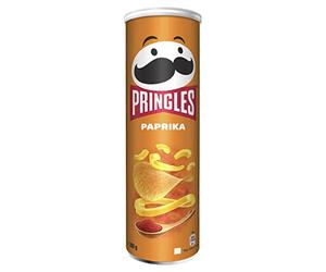 Pringles - Paprika Flavored Chips - 165 grams x 1 pack - Stackable potato-based chips - Savory snack with peppers taste - Resealable Container