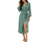 PrinStory Accappatoio da donna leggero con maniche a 3/4, con scollo a V, kimono, blu scuro, L