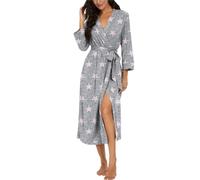 PrinStory Accappatoio da donna leggero con maniche a 3/4, con scollo a V, kimono, Stella rosa, XL