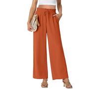 PrinStory Pantaloni a Gamba Larga per Donna, Pantaloni Palazzo Leggeri, a Vita Alta, Pantaloni Estivi Casual e Diretti, Colore: arancione., S