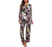 PrinStory Set pigiama da donna a maniche lunghe con top e pantaloni pigiama da donna morbido abbigliamento da notte, M