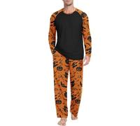 PrinStory Set pigiama da uomo con maglietta a maniche lunghe e pantaloni, B Strega zucca gialla, L