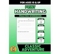 Print Handwriting Practice Workbook - Classic Adventure: For Ages 10 and Up | Penmanship Learning Activities for Students