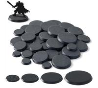 Print It Uk Basi per hobby di Wargaming, dimensioni miste, confezione da 40 basi rotonde in plastica assortite da 25 mm, 32 mm, 40 mm, 50 mm, per giochi di guerra da tavolo
