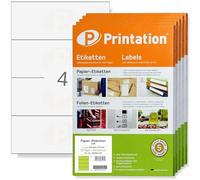 Printation DATAPRINT - Etichette autoadesive, 210 x 74 mm, bianche, da stampare, 2000 adesivi 1 x 4, 210 x 74 mm, etichette su 500 fogli DIN A4, 1 x 4 BigPack, 4 per foglio, etichette adesive 8405