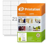 Printation Etichette 70 x 41 mm - 10500 Etichette autoadesive bianche da stampare - 500 fogli A4 da 3x7 21 70x41 etichette per indirizzi/marchio Internet stampabili - Etichette adesive 3481 4473