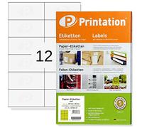 Printation Etichette Adesive 105 x 48 mm - 1200 Etichette Bianche per indirizzi, 12 Etichette per Foglio A4, 100 Fogli Adesivi A4 Stampabili, Universali e Opache per Stampanti Laser e Inkjet, 105x48