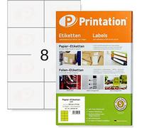 Printation Etichette Adesive 105 x 74 mm - 25 Fogli A4, 200 Etichette Multiuso Autoadesive, 8 Etichette per Foglio 2x4, Bianco, Carta Adesiva Stampabili per Stampante Laser e Inkjet, 3427 4626