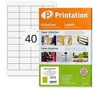 Printation Etichette Adesive 48,5 x 25,4 mm - 4000 Etichette su 100 Fogli Adesivi A4 Stampabili - 40 Etichette per Foglio - Adesivo Permanente per Indirizzi - Etichette Adesive A4 Bianche - 4x10 3657