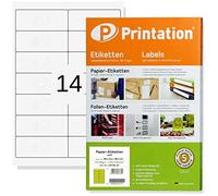 Printation Etichette Adesive 99,1 x 38,1 mm, 14 Etichette per Foglio, 25 Fogli A4 per Stampante, Bianco Adesivo Permanente, Etichette Postali Vuote, Compatibili con Stampanti Laser e Inkjet L7163 4678