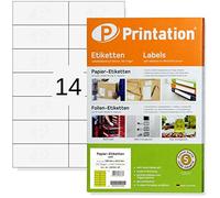 Printation Etichette Adesive Bianche 105x42mm - 1400 Etichette Multiuso Autoadesive, 100 Fogli Adesivi A4 Stampabili, 14 etichette per foglio - Compatibili con Stampante Inkjet, Laser e Fotocopiatrici