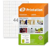 Printation Etichette Amazon FBA 48,5 x 25,4 mm, 44 - 22000 Etichette adesive 48,5x25,4/500 Fogli adesivi a4 stampabili - 44 Etichette adesive bianche per foglio, bianco, opaco - 48x25 SKU 10558