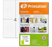 Printation Etichette trasparenti resistenti alle intemperie, 105 x 148,5 mm, 10 fogli, 40 adesivi, 105 x 148,5 per foglio A4, 2 x 2, pellicola adesiva trasparente, stampabile