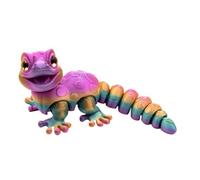 Printed Gecko, Lizard Reptile Figurine, Articulated Fidget Toy, Flexible Jointed Statue, Reptile Decor Gift for Kids Desk, Bedroom, or Living Room Display, 5.51x2.28x2.28 inches, Pink, Yellow, Blue