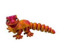 Printed Gecko, Lizard Reptile Figurine, Articulated Fidget Toy, Flexible Jointed Statue, Reptile Decor Gift for Kids Desk, Bedroom, or Living Room Display, 5.51x2.28x2.28 inches, Pink, Yellow, Blue