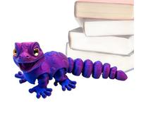 Printed Gecko, Lizard Reptile Figurine, Articulated Fidget Toy, Flexible Jointed Statue, Reptile Decor Gift for Kids Desk, Bedroom, or Living Room Display, 5.51x2.28x2.28 inches, Pink, Yellow, Blue
