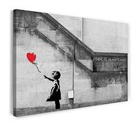 Printed Paintings Stampa su Tela (100x70cm): Banksy - Bambina con Palloncino (Girl with Balloon)