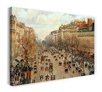 Printed Paintings Stampa su Tela (100x70cm): Camille Pissarro - Boulevard Montmartre