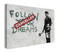 Printed Paintings Stampa su Tela (120x80cm): Banksy - Segui i Tuoi Sogni Cacus Muro Graffiti Stre